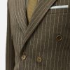 Brown Double Breasted Men Pinstripe Suit-3