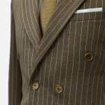 Brown Double Breasted Men Pinstripe Suit-3